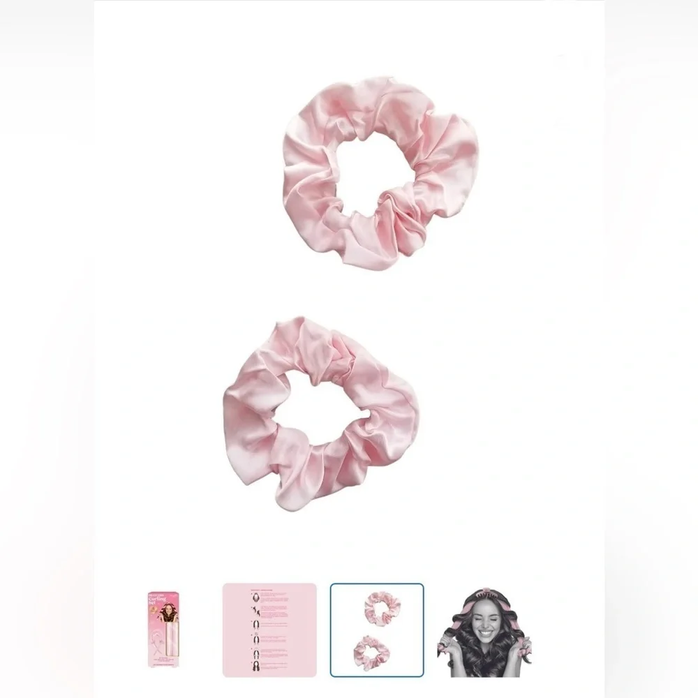 DANIELLE HEATLESS SATIN HAIR CURLER SET 4PC - PINK (BRAND NEW)